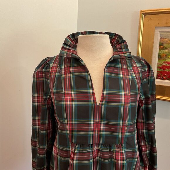 Tuckernuck Palmerston Dress Highland Tartan Plaid Ruffle Neck Small NEW - Picture 4 of 10